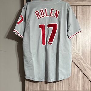 Authentic Philadelphia Phillies Scott Rolen Gray and Red Men's Signed Jersey